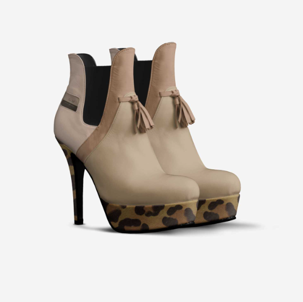 Free Will Leppard print mix with beige, Mouton, and black heels
