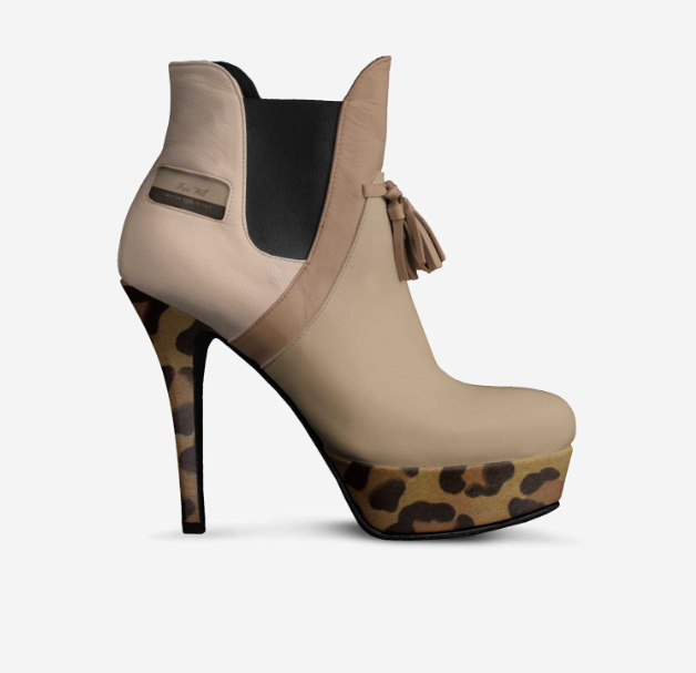 Free Will Leppard print mix with beige, Mouton, and black heels