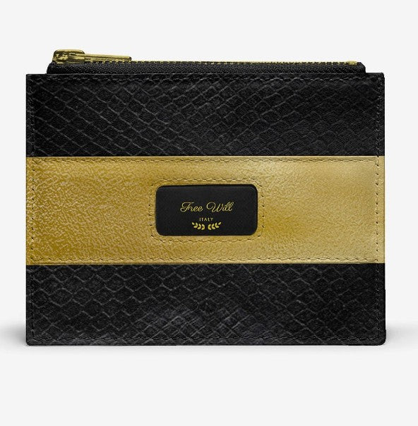 Free Will His and Hers Stripe Zip Designer Luxe Purse